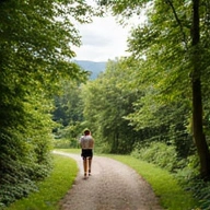 Persona siendo guiada por un camino verde y saludable.